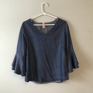 Bell Sleeved Denim Blouse